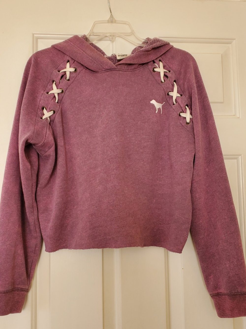 Victoria's Secret PINK Cropped Purple Pullover Hoodie SMALL